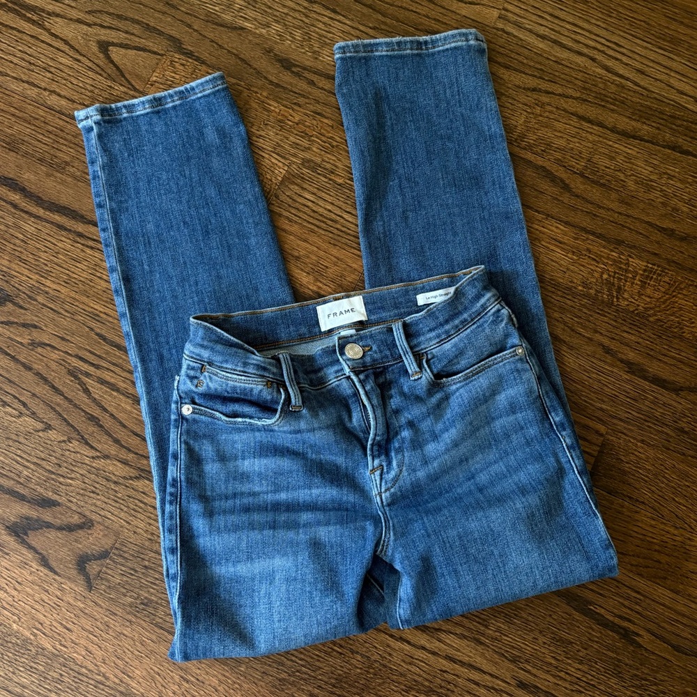 Frame Le High Straight Denim Jeans in Bestia Wash - 25